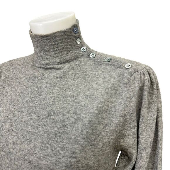 DANIEL CARON Vintage 100% Cashmere Knit Puff Sleeve Sweater sz M gray - Picture 3 of 7